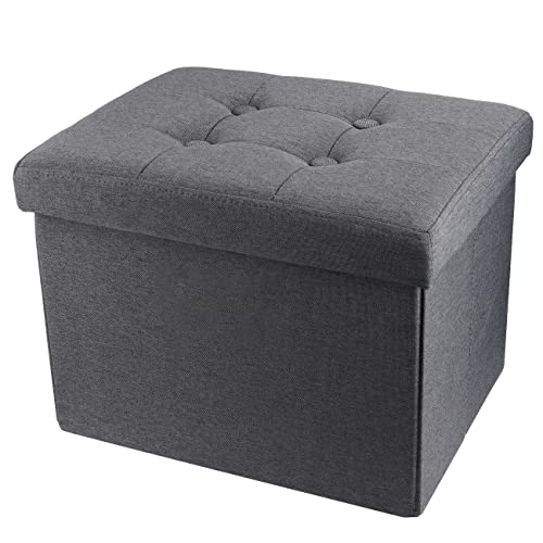Grey ALASDO storage ottoman, 13"D x 17"W x 13"H, image 1