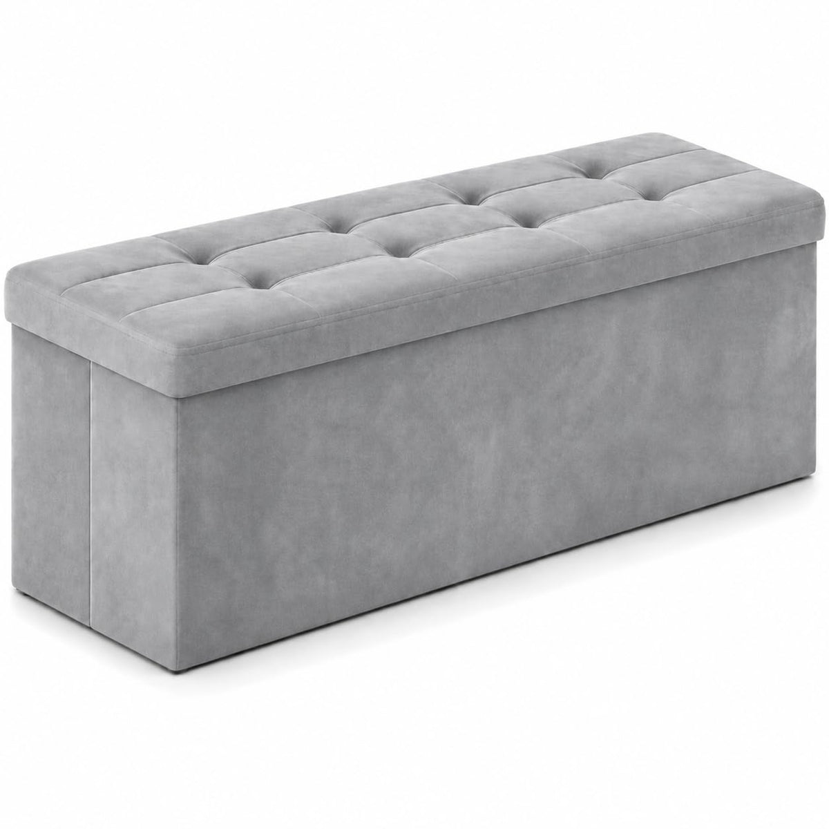 Dark Gray Velvet ALASDO storage ottoman, 15"D x 43"W x 15"H, image 2