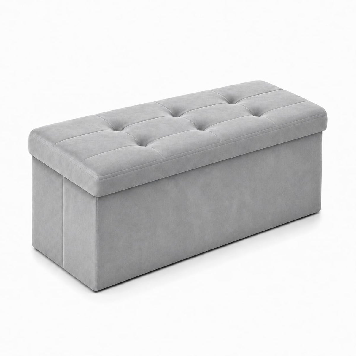 Dark Gray Velvet ALASDO storage ottoman, 15"D x 30"W x 15"H, image 2