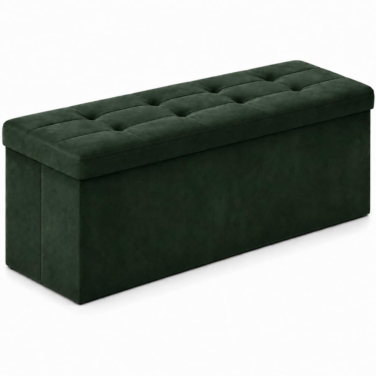Dark Green Velvet ALASDO storage ottoman, 15"D x 43"W x 15"H, image 2
