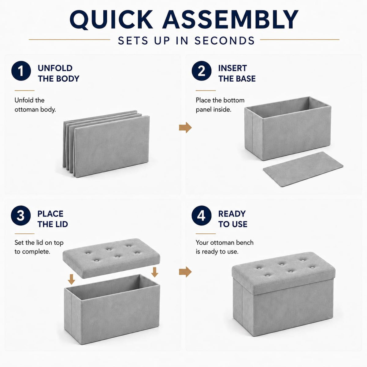 Dark Gray Velvet ALASDO storage ottoman, 15"D x 30"W x 15"H, image 5
