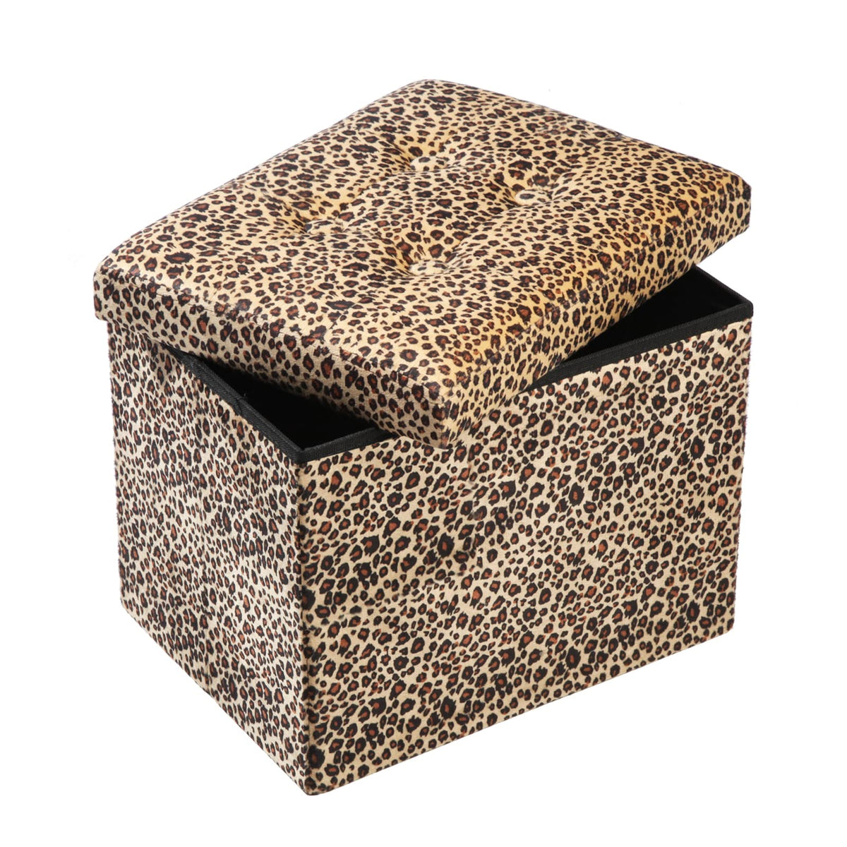 Leopard Print ALASDO storage ottoman, 13"D x 17"W x 13"H, image 2