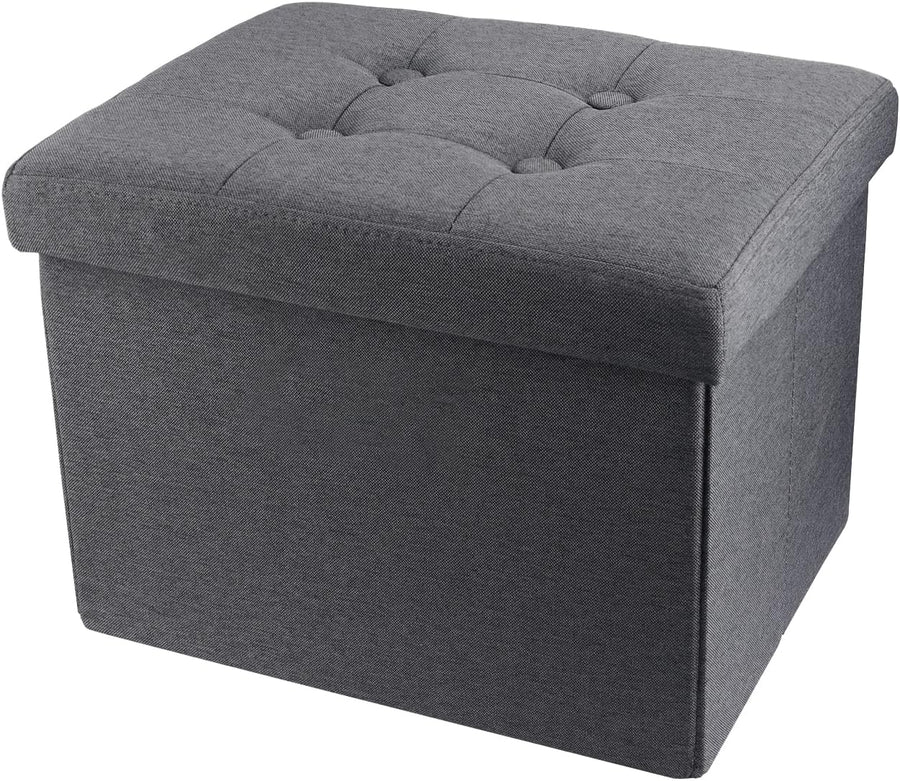 Grey ALASDO foldable storage ottoman, 13"D x 17"W x 13"H