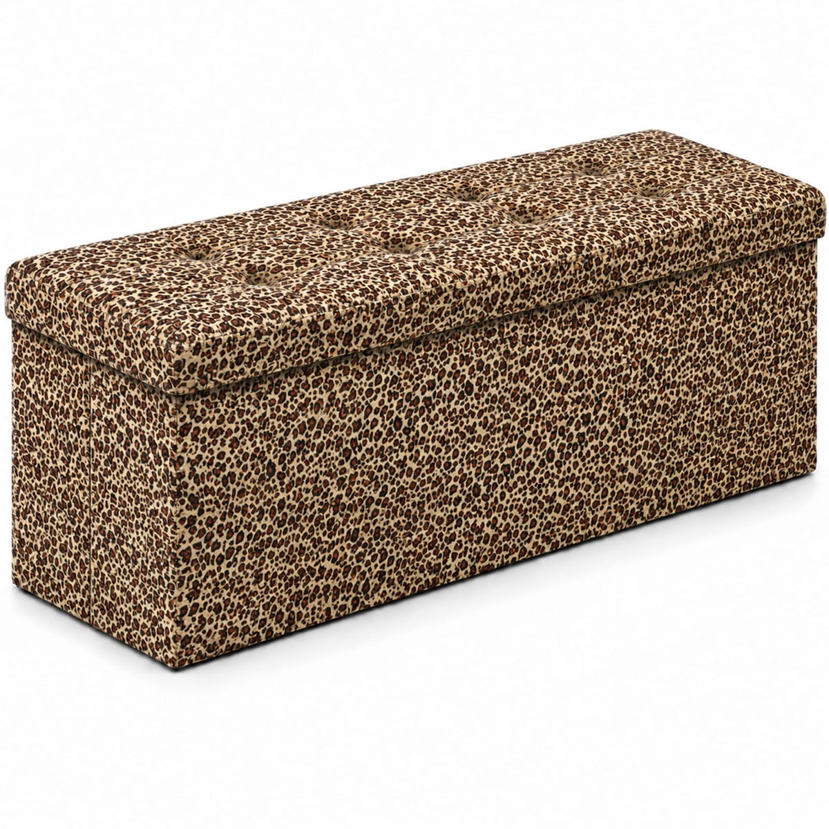 Leopard Print Leather ALASDO storage ottoman, 43"D x 15"W x 15"H, image 2